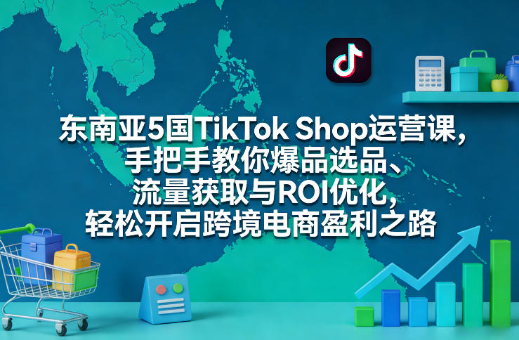 东南亚5国TikTok Shop运营课，手把手教你爆品选品、流量获取与ROI优化，轻松开启跨境电商盈利之路-KJ分享