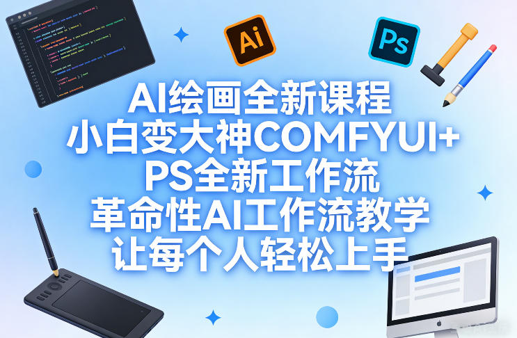 AI绘画全新课程，小白变大神COMFYUI+PS全新工作流，革命性AI工作流教学，让每个人轻松上手-KJ分享