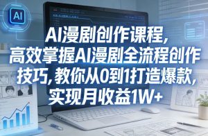 某社群AI漫剧创作课程，高效掌握AI漫剧全流程创作技巧，教你从0到1打造爆款，实现月收益1W+-KJ分享