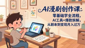 AI漫剧创作课：零基础学全流程，AI工具+爆款拆解，从剧本到变现月入过万-KJ分享
