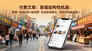 付费文章:县城结构性机遇:搭建“本地社群+朋友圈”私域变现模式,稳定获取副业收入-KJ分享