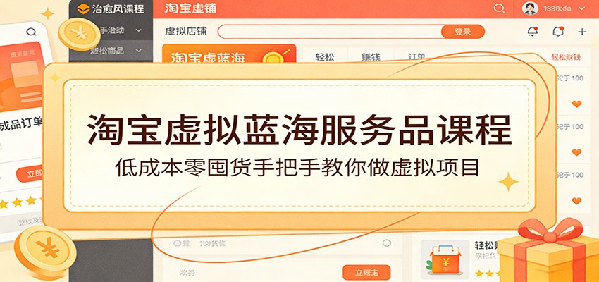 淘宝虚拟蓝海服务品课程：低成本零囤货手把手教你做虚拟项目-KJ分享