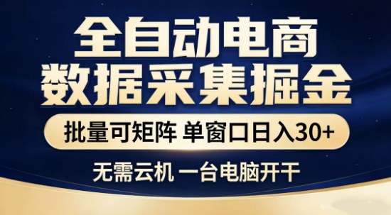 独家电商数据全自动采集项目，批量可矩阵，单窗口轻松日入3张+-KJ分享