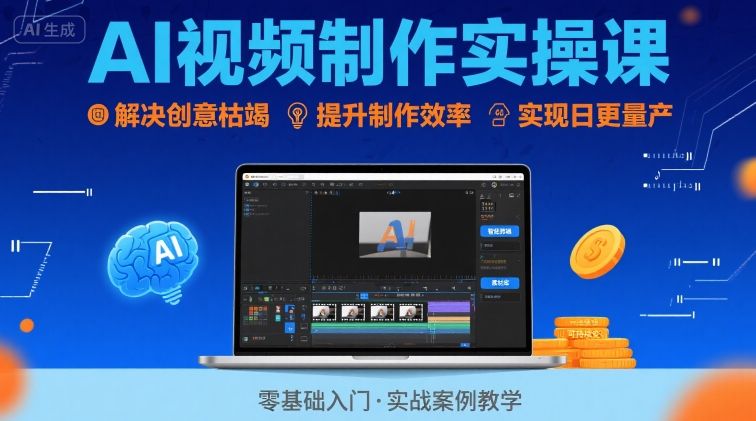 Ai视频制作实操课，解决创意枯竭、效率低下痛点，实现日更量产可持续变现（更新26年3月）-KJ分享
