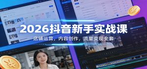 2026抖音新手实战课：店铺运营，内容创作，流量变现全套-KJ分享