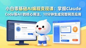 小白零基础AI编程变现课：掌握Claude Code等AI工具的核心用法，10分钟生成完整网页应用-KJ分享