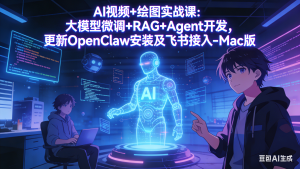 AI视频+绘图实战课:大模型微调+RAG+Agent开发,更新OpenClaw安装及飞书接入-Mac版-KJ分享