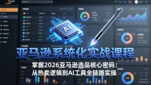 亚马逊系统化实战课-更新3月：2026最新选品方法论，从热卖原因分析到AI作图，提升选品成功率-KJ分享