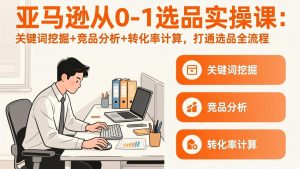 亚马逊从0-1选品实操课(更新3月)：关键词挖掘+竞品分析+转化率计算，47节打通选品全流程-KJ分享