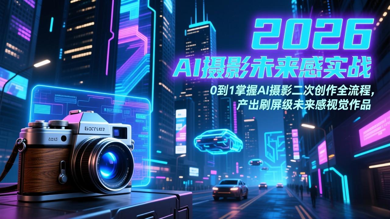 2026 AI摄影未来感实战：0到1掌握AI摄影二次创作全流程，产出刷屏级未来感视觉作品-KJ分享