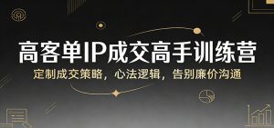 高客单IP成交高手训练营：定制成交策略，心法逻辑，告别廉价沟通-KJ分享