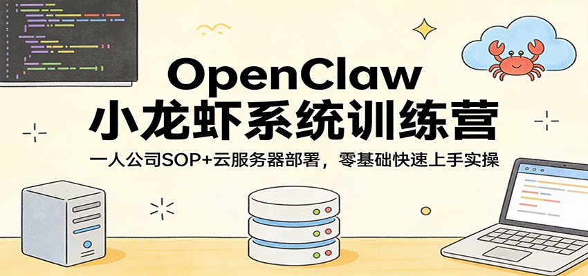 OpenClaw小龙虾系统训练营：一人公司SOP，云服务器部署，零基础快速上手实操-KJ分享