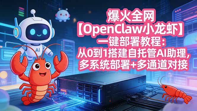 爆火全网【OpenClaw 小龙虾】一键部署教程：从0到1搭建自托管AI助理，多系统部署+多通道对接-KJ分享