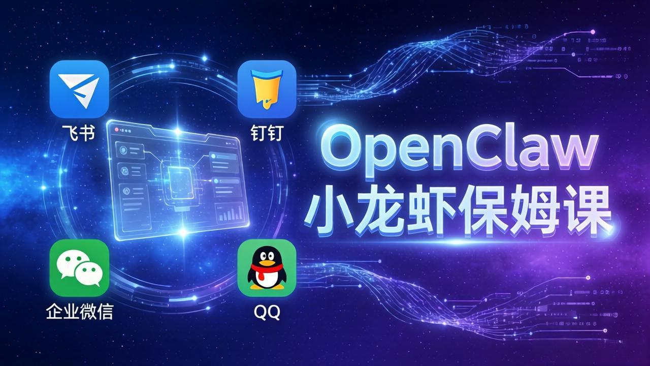 OpenClaw小龙虾保姆课： Windows/macOS/Linux/Docker全系统安装，飞书+钉钉+企业微信+QQ 全接入-KJ分享
