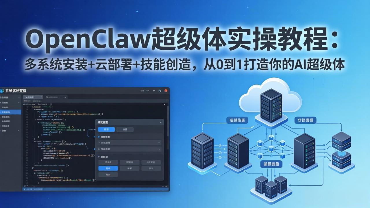 OpenClaw-小龙虾 超级体实操教程：多系统安装+云部署+技能创造，从0到1打造你的AI超级体-KJ分享