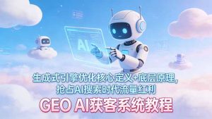 GEO AI获客系统教程：生成式引擎优化核心定义+底层原理，抢占AI搜索时代流量红利-KJ分享