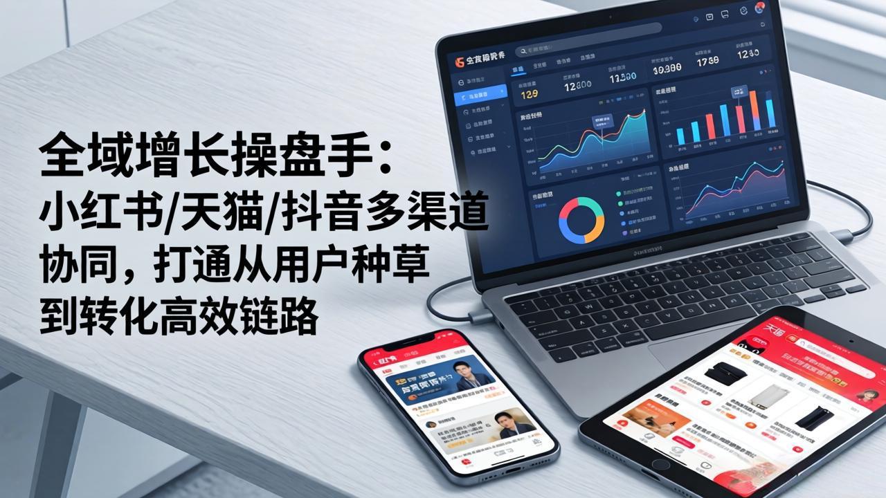 全域增长操盘手：小红书/天猫/抖音多渠道协同，打通从用户种草到转化高效链路-KJ分享