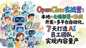 OpenClaw实战营:本地+云端部署+Skill开发+多平台自动化,7 天打造 AI 员工团队,实现内容量产-KJ分享