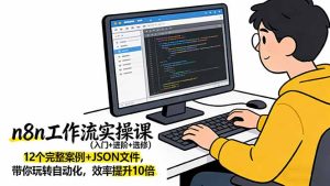 n8n工作流实操课（入门+进阶+选修）12个完整案例+JSON文件，带你玩转自动化，效率提升10倍-KJ分享
