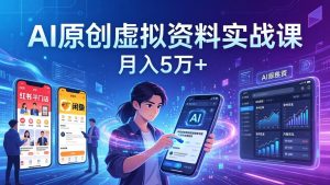 AI原创虚拟资料实战课:2026新机会,小红书闲鱼开店,普通人用AI轻松变现,月入5万+-KJ分享