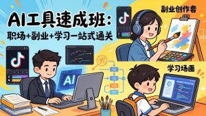 AI工具速成班：职场+副业+学习一站式通关，20+爆款类型+剪映技巧+抖音算法，0基础快速上手-KJ分享