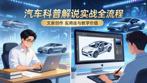 抖音汽车科普解说实战:文案+动画+画面处理+去水印全流程,打造专业汽车科普视频-KJ分享