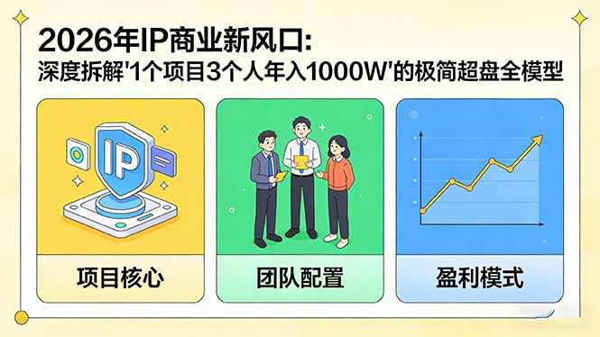 2026年IP商业新风口：深度拆解“1个项目3个人年入1000W”的极简超盘全模型-KJ分享