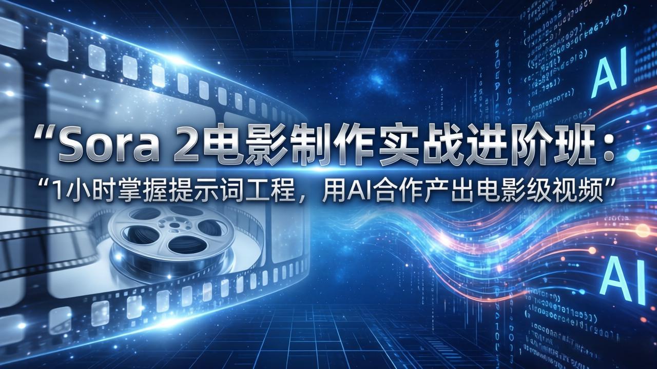Sora 2电影制作实战进阶班：1小时掌握提示词工程，用AI合作产出电影级视频-KJ分享