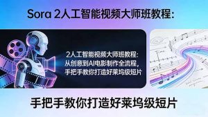 Sora 2人工智能视频大师班教程：从创意到AI电影制作全流程，手把手教你打造好莱坞级短片-KJ分享
