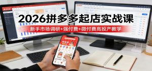 2026拼多多起店实战课:新手市场调研+强付费+微付费高投产教学-KJ分享