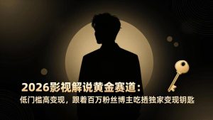 2026影视解说黄金赛道：低门槛高变现，跟着百万粉丝博主吃透独家变现钥匙-KJ分享