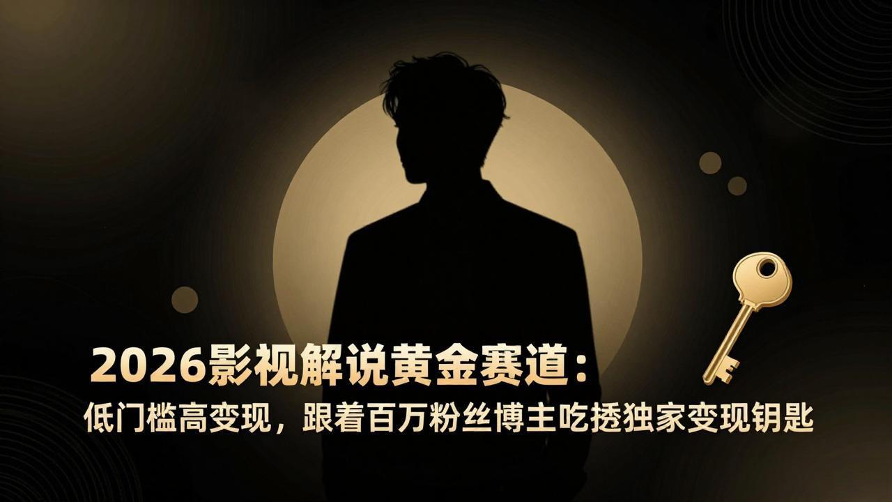 2026影视解说黄金赛道：低门槛高变现，跟着百万粉丝博主吃透独家变现钥匙-KJ分享