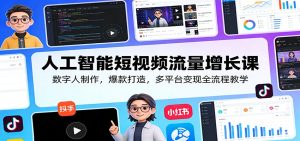 人工智能短视频流量增长课：数字人制作，爆款打造，多平台变现全流程教学-KJ分享