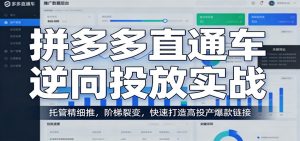 拼多多直通车逆向投放实战：托管精细推，阶梯裂变，快速打造高投产爆款链接-KJ分享