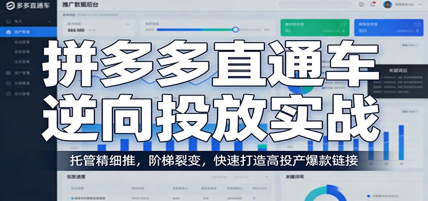 拼多多直通车逆向投放实战：托管精细推，阶梯裂变，快速打造高投产爆款链接-KJ分享