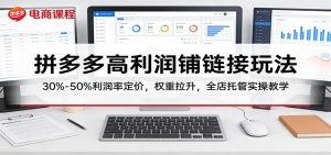 拼多多高利润铺链接玩法:30%–50%利润率定价,权重拉升,全店托管实操教学-KJ分享