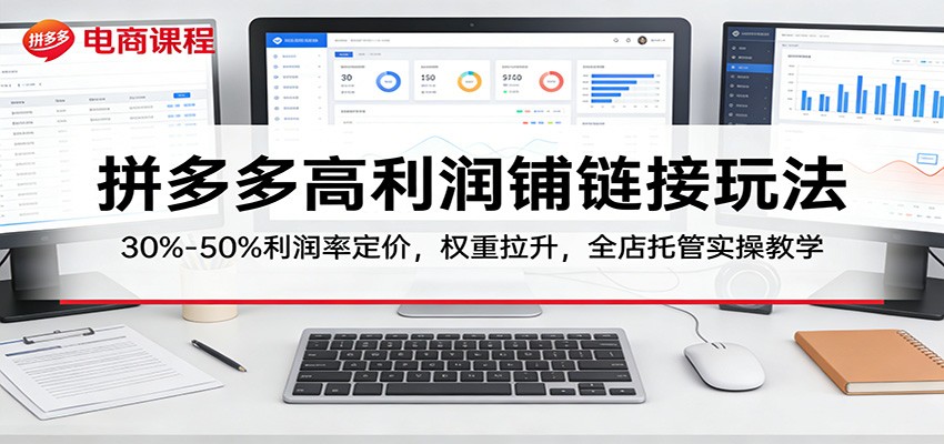 拼多多高利润铺链接玩法：30%–50%利润率定价，权重拉升，全店托管实操教学-KJ分享