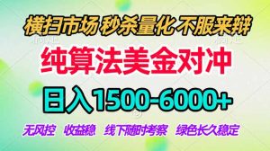 2026美金掘金新风口-纯算法对冲震撼上线！日入1500-6000+，长久合规稳健，轻松摆脱死工资-KJ分享