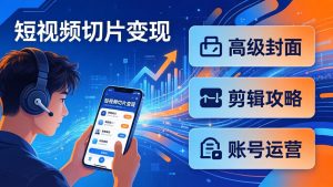 短视频切片变现速成班2.0:高级封面+剪辑攻略+账号运营,0基础小白快速入局副业-KJ分享