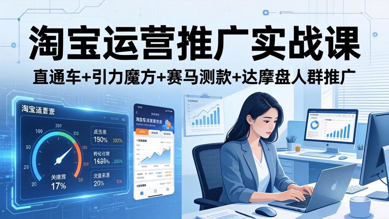 淘宝运营推广实战课（更新26年3月）直通车+引力魔方+赛马测款+达摩盘人群推广等-KJ分享