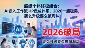 超级个体终极组合：AI嵌入工作流+IP做成体系，2026一起破局，要么升级要么被淘汰-KJ分享