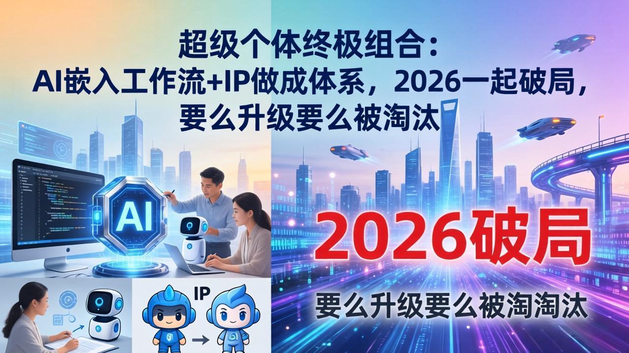 超级个体终极组合：AI嵌入工作流+IP做成体系，2026一起破局，要么升级要么被淘汰-KJ分享