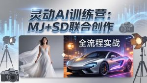 灵动AI训练营-3.0课程:MJ+SD联合创作,从婚纱大片到汽车广告,摄影后期全流程实战-KJ分享