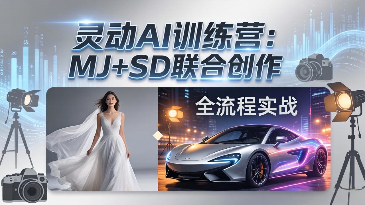 灵动AI训练营-3.0课程：MJ+SD联合创作，从婚纱大片到汽车广告，摄影后期全流程实战-KJ分享