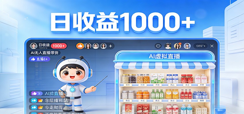 不用露脸不用说话，24小时自动卖货赚钱，全天自动直播，收益看得见-KJ分享