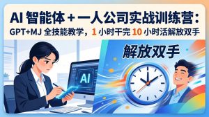 AI 智能体 + 一人公司实战训练营:GPT+MJ 全技能教学,1 小时干完 10 小时活解放双手-KJ分享