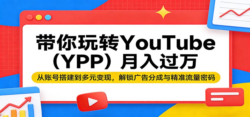 带你玩转YouTube（YPP）月入过万：从账号搭建到多元变现，解锁广告分成与精准流量密码-KJ分享