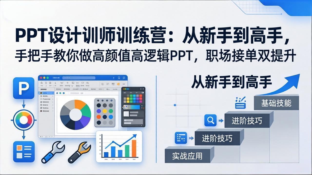 PPT设计训师训练营：从新手到高手，手把手教你做高颜值高逻辑PPT，职场接单双提升-KJ分享