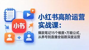 小红书高阶运营实战课：爆款笔记15个维度+万能公式，从养号到直播全链路深度运营-KJ分享