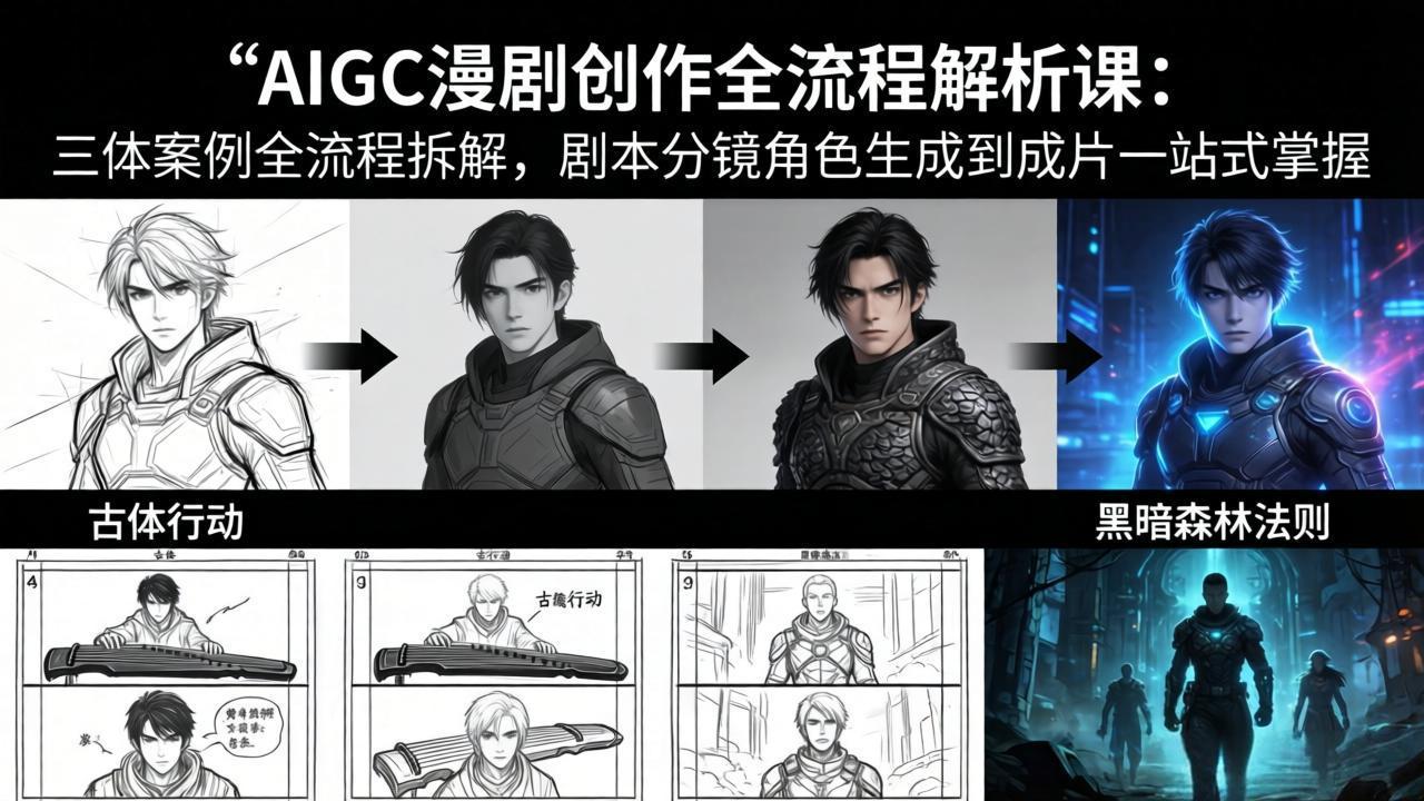 AIGC漫剧创作全流程解析课：三体案例全流程拆解，剧本分镜角色生成到成片一站式掌握-KJ分享